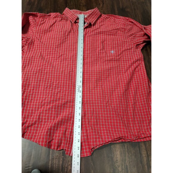 Ariat Pro Series Shirt Button Up XL Red Plaid Long Sleeve Logo Fitted Mens - Picture 6 of 11